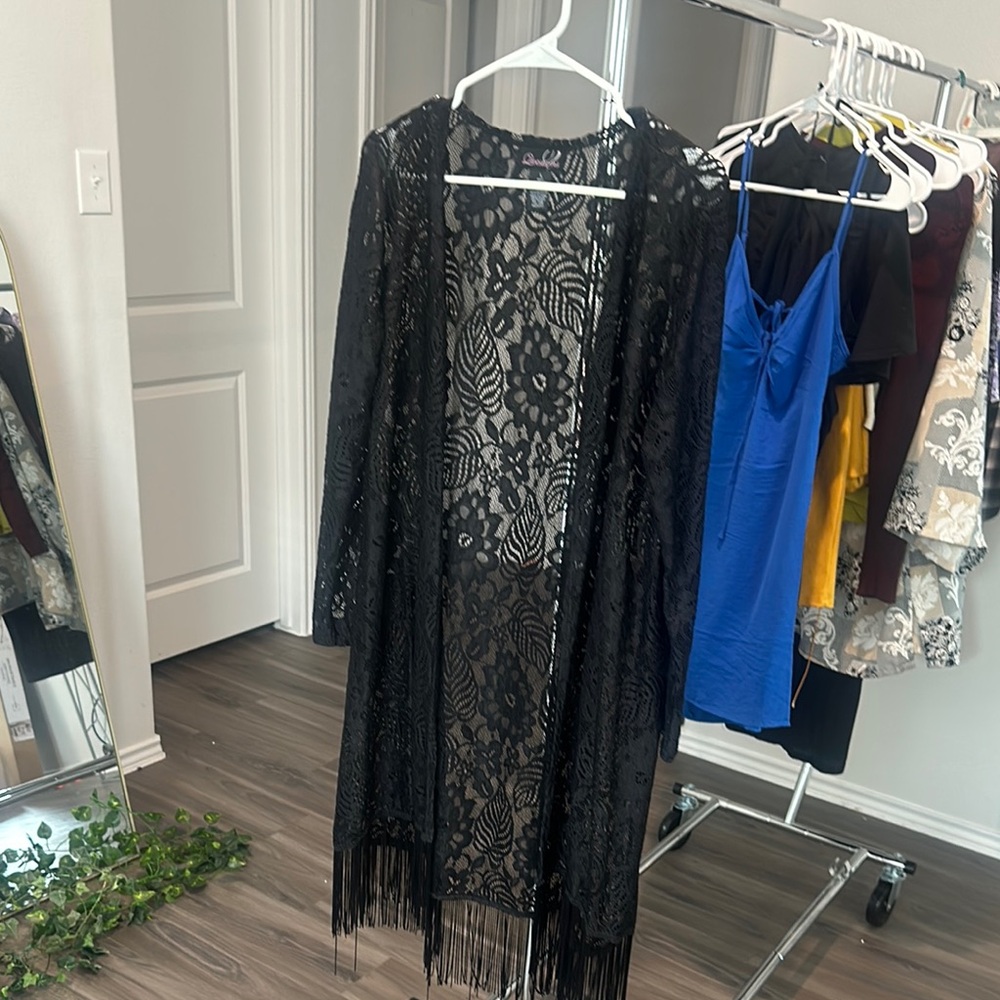 Black Lace Fringe Kimono